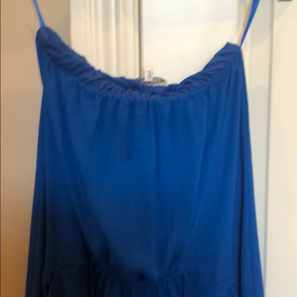 Blue strapless dress